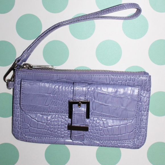 ๐3/20$5/25๐NWOT EXPRESS PURPLE FAUX ALLIGATOR LEATHER WRISTLET CLUTCH - Picture 6 of 16